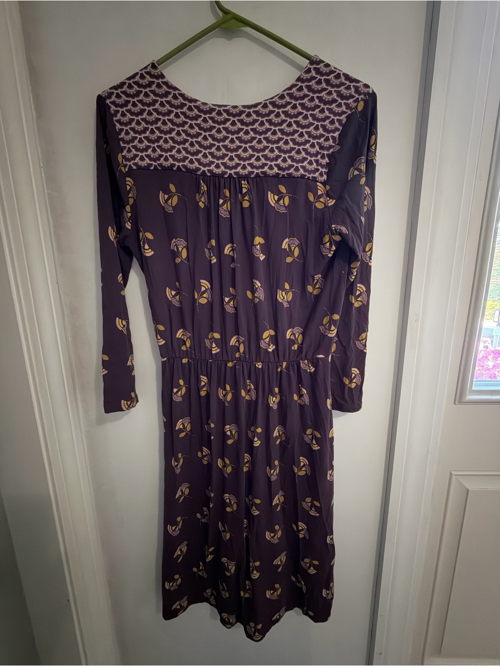 Boden Glenda purple jersey dress size six faux wrap Preowned good condition